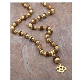 PKC gold plated rudraksh cap mala with om pendant for men and women
