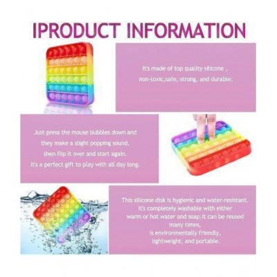 POPit Fidget Toys square shape,Push Pop Bubble Fidget Sensory Toy,Autism Special Needs Silicone Stress Relief Toy,Great Fidget Toy Sensory Toys Novelty Gifts for Girls Boys Kids Adults (Square) Gag Toy