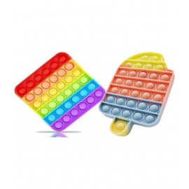 POPit square shape & Ice cream bite softi popit combo pack of 2 popit Push Pop Bubble Fidget Sensory Toy,Autism Special Needs Silicone Stress Relief Toy,Great Fidget Toy Sensory Toys Novelty Gifts for Girls Boys Kids Adults (Square) Gag Toy