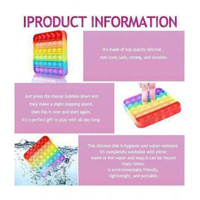 POPit square shape & Ice cream bite softi popit combo pack of 2 popit Push Pop Bubble Fidget Sensory Toy,Autism Special Needs Silicone Stress Relief Toy,Great Fidget Toy Sensory Toys Novelty Gifts for Girls Boys Kids Adults (Square) Gag Toy