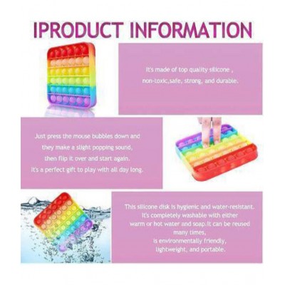 POPit square shape & Sensorial Ursinho popit combo pack of 2 popit Push Pop Bubble Fidget Sensory Toy,Autism Special Needs Silicone Stress Relief Toy,Great Fidget Toy Sensory Toys Novelty Gifts for Girls Boys Kids Adults (Square) Gag Toy