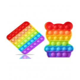 POPit square shape & Sensorial Ursinho popit combo pack of 2 popit Push Pop Bubble Fidget Sensory Toy,Autism Special Needs Silicone Stress Relief Toy,Great Fidget Toy Sensory Toys Novelty Gifts for Girls Boys Kids Adults (Square) Gag Toy