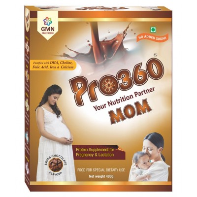 PRO360 MOM Protein Supplement for pregnant women and lactating mothers Health Drink Powder 400 gm Swiss Chocolate