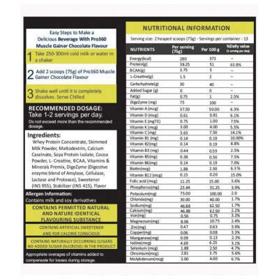 PRO360 Muscle Gainer Protein Powder Supplement 1 kg