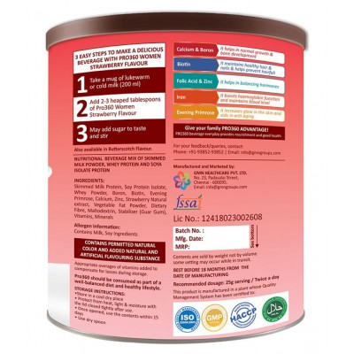 PRO360 Women Protein Health Drink Powder 250 gm Strawberry