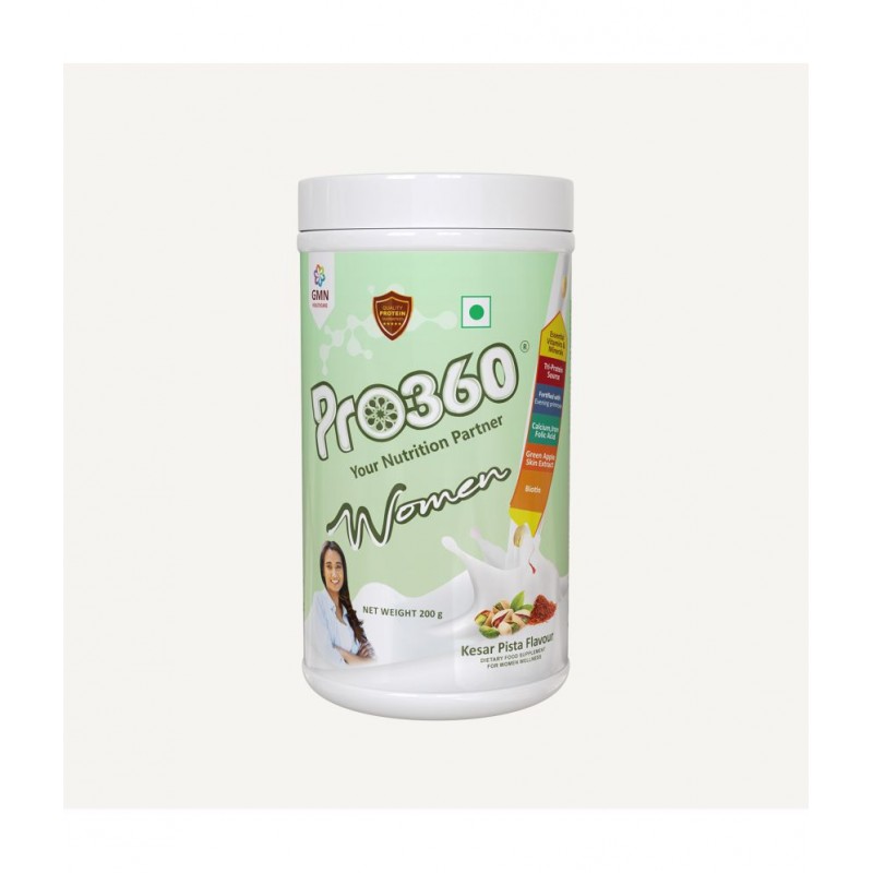 PRO360 Women Protein Nutritional with Calcium Iron for Stronger Bones and Improved Haemoglobin -Kesar Pista Energy Drink for Adult 200 gm