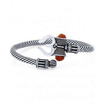 PS CREATIONS Adjustable Bahubali Kada Mahakal Kada Bracelet Band Studded With Rudraksha Shiv Shankar Kada For Men Boys Girls