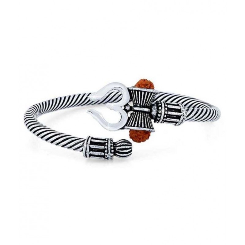 PS CREATIONS Adjustable Bahubali Kada Mahakal Kada Bracelet Band Studded With Rudraksha Shiv Shankar Kada For Men Boys Girls
