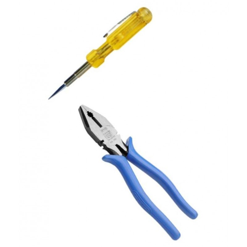 PYE Set of 2 Hand Tools Combo Plier 205 mm/ Yellow Tester(702)