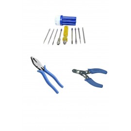 PYE Set of 3 hand tool Combo(Pliers 155 mm/8in1 Screw Driver Kit/Wire Stripper and Cutter 130 mm)