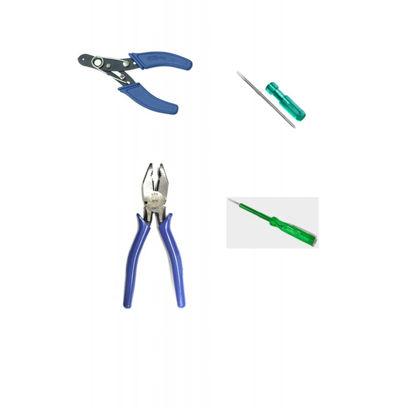 PYE Set of 4 hand tool Combo( Pliers 155 mm/2in1 Screw Driver/Wire Stripper and Cutter 130 mm/Neon Bulb Tester)