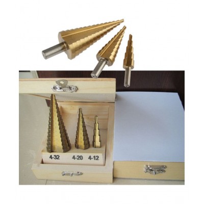Pack of 3 HSS Steel Drilling Bits 4 to 12mm 20mm 32mm Step Power Drill Tool