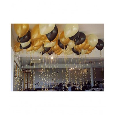 Pack of 50 Black,Golden and White Latex Balloon for Decoration