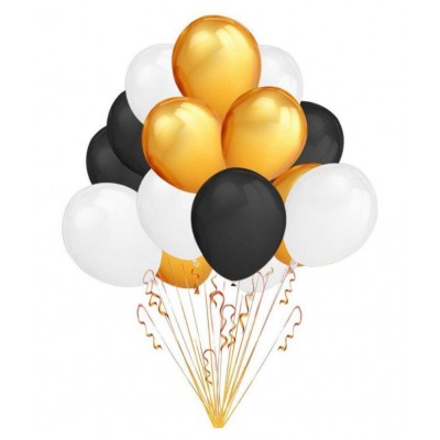 Pack of 50 Black,Golden and White Latex Balloon for Decoration