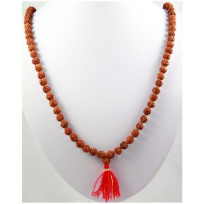 Pantone 100% Orginal 5 Face Nepal Rudraksha Mala with 8mm 108 Beads with Lab Certificate - Pack of 1