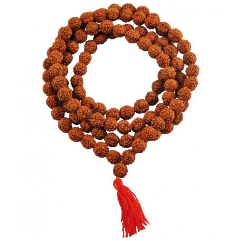 Pantone 100% Orginal 5 Face Nepal Rudraksha Mala with 8mm 108 Beads with Lab Certificate - Pack of 1