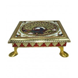 Paramsai Multicolour Brass Pooja Chowki (14 x 14 x 5 cms) Paramsai Multicolour Brass Pooja Chowki (14 x 14 x 5 cms)
