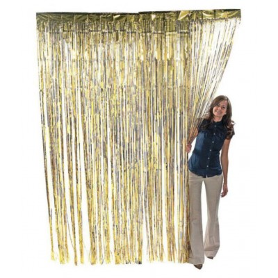 Party Decoration Set For Birthday, Anniversary - 2 Curtain(golden nd silver) with metallic balloons (Black,White & Golden) - 30 pcs