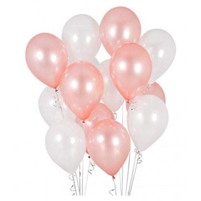 Party Hard Happy Birthday Letter Foil 13 Balloons (Rose Gold) and 50 HD Mettalic Balloons (Pink & White & Orange) + 1 Ribbon & 1 straw.