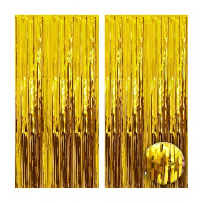 Party Plus Black Golden Happy Birthday Bunting Banner and 50 Metallic balloons (Black,Golden) along with 2 Golden Fringe Curatins For Birthday Decoration