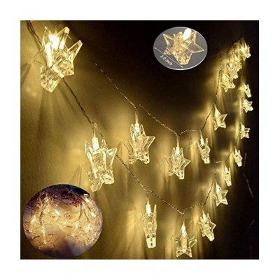 Party Propz 10 LED Star Photo Clip Fairy Lights - 4 FT Long - Home Decoration Valentine Gifts Girlfriend Boyfriend Birthday Anniversary Party Event