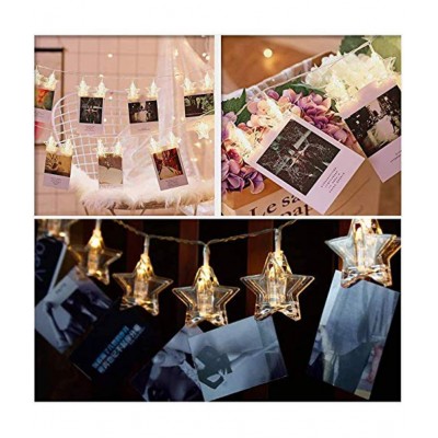 Party Propz 10 LED Star Photo Clip Fairy Lights - 4 FT Long - Home Decoration Valentine Gifts Girlfriend Boyfriend Birthday Anniversary Party Event