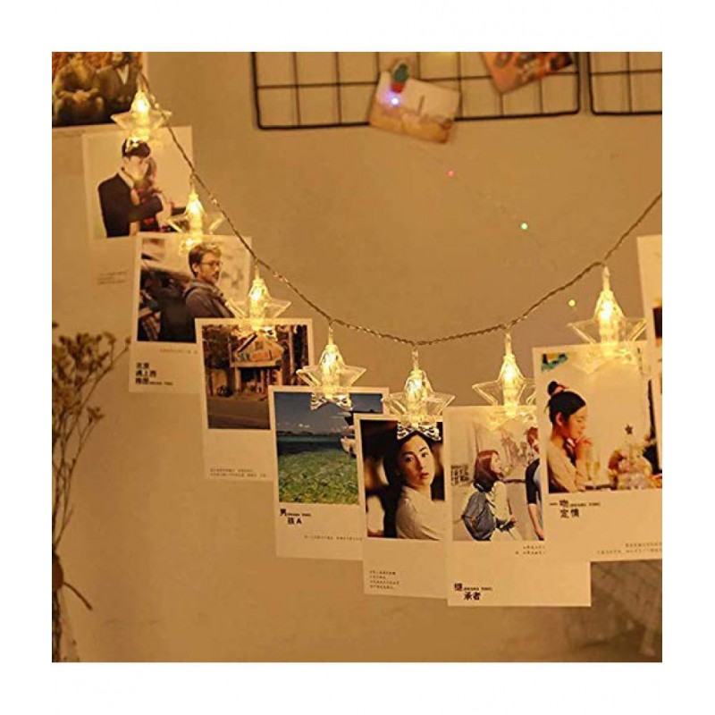 Party Propz 10 LED Star Photo Clip Fairy Lights - 4 FT Long - Home Decoration Valentine Gifts Girlfriend Boyfriend Birthday Anniversary Party Event