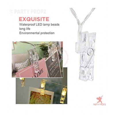 Party Propz 10 Photo Clip Fairy String Lights for Outdoor, Indoor, Anniversary, Birthday Diwali, Christmas Decoration, Valentine Gifts Girlfriend or Boyfriend, Bedroom, Home Photos Light Decor