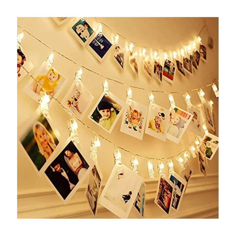 Party Propz 10 Photo Clip Fairy String Lights for Outdoor, Indoor, Anniversary, Birthday Diwali, Christmas Decoration, Valentine Gifts Girlfriend or Boyfriend, Bedroom, Home Photos Light Decor