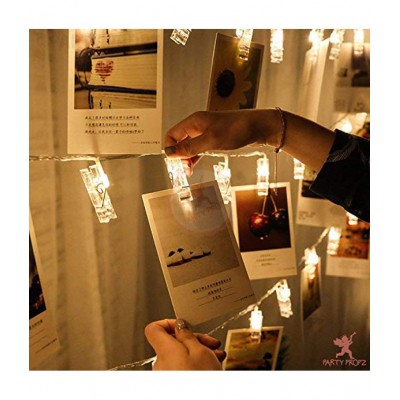 Party Propz 10 Photo Clip Fairy String Lights for Outdoor, Indoor, Anniversary, Birthday Diwali, Christmas Decoration, Valentine Gifts Girlfriend or Boyfriend, Bedroom, Home Photos Light Decor