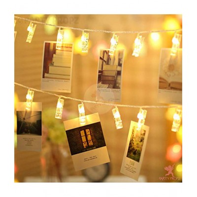 Party Propz 10 Photo Clip Fairy String Lights for Outdoor, Indoor, Anniversary, Birthday Diwali, Christmas Decoration, Valentine Gifts Girlfriend or Boyfriend, Bedroom, Home Photos Light Decor