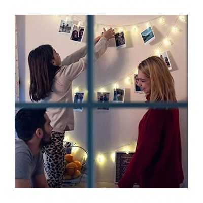 Party Propz 10 Photo Clip Fairy String Lights for Outdoor, Indoor, Anniversary, Birthday Diwali, Christmas Decoration, Valentine Gifts Girlfriend or Boyfriend, Bedroom, Home Photos Light Decor