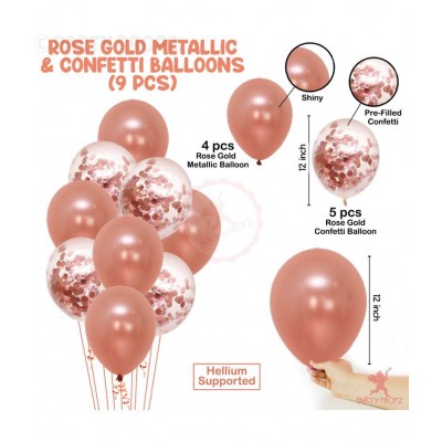 Party Propz 13Pcs Rose Gold Balloons Combo For Birthday Decoration Items For Kids, Girls , Wife,