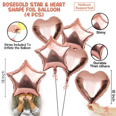 Party Propz 13Pcs Rose Gold Balloons Combo For Birthday Decoration Items For Kids, Girls , Wife,