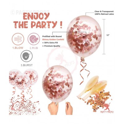 Party Propz 13Pcs Rose Gold Balloons Combo For Birthday Decoration Items For Kids, Girls , Wife,