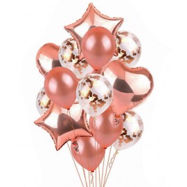 Party Propz 13Pcs Rose Gold Balloons Combo For Birthday Decoration Items For Kids, Girls , Wife,