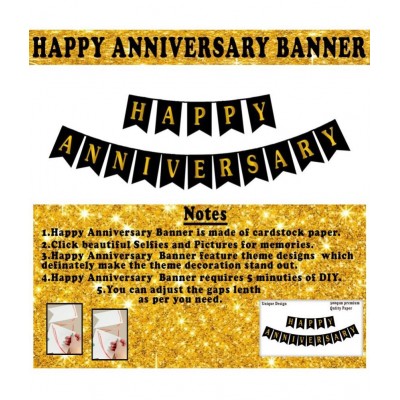 Party Propz 1st Happy Anniversary Decoration Items with Light LED Banner, Balloons, Glue Dot Arch 55Pcs Set for 1st Party Room Decoration Combo Set/Couple Wedding, Marriage Celebration