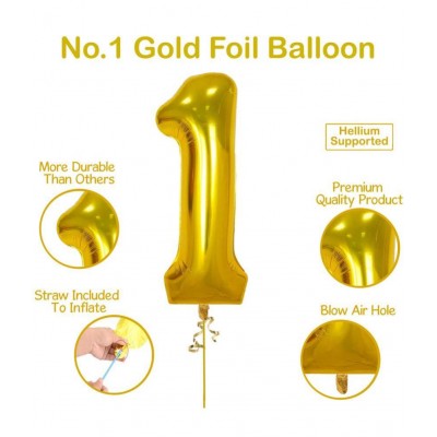 Party Propz 1st Happy Anniversary Decoration Items with Light LED Banner, Balloons, Glue Dot Arch 55Pcs Set for 1st Party Room Decoration Combo Set/Couple Wedding, Marriage Celebration