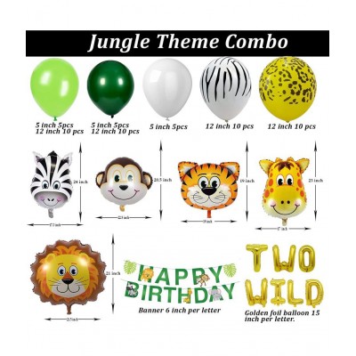 Party Propz 2nd Birthday Jungle Theme Decoration For Girls Boys - 55Pcs Two Wild Decoration - 2nd Birthday Party Decorations,Birthday Decorations kit for Girls 2nd birthday/ Baby Birthday Decoration Items 2 Year