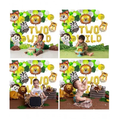Party Propz 2nd Birthday Jungle Theme Decoration For Girls Boys - 55Pcs Two Wild Decoration - 2nd Birthday Party Decorations,Birthday Decorations kit for Girls 2nd birthday/ Baby Birthday Decoration Items 2 Year