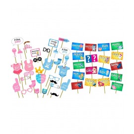 Party Propz Baby Shower Photobooth (STO2197+BABPO09) / Baby Shower Party Supplies/ Baby Shower Party Decoration / Baby Shower String Paper Banner / Baby Shower Decoration Material Multi Colour