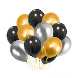 Party Propz Black,Golden and Silver Metallic Balloons For Ballons For Decorating -100 Pcs Baloons For Birthday Decorations