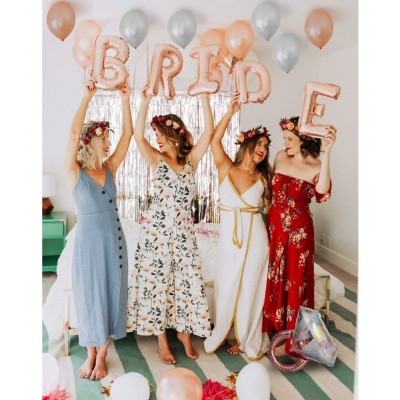 Party Propz Bride To Be Decoration Set 54Pcs With Bride To Be Ring Foil Balloon, Metallic Balloons, Silver Foil Curtain and Sash/Bridal Shower Decorations Items/Bachelorette