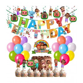 Party Propz Cocomelon Theme Birthday Decorations Combo - 53Pcs Decoration Kit - Cocomelon Birthday Decoration For Kids, Cocomelon Cake Topper, Theme Birthday Decorations Boys Girls, Cocomelon