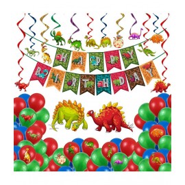 Party Propz Dinosaur Theme Birthday Decorations - 75Pcs For Boys, Girls, Kids - Kids Birthday Decoration Items, Birthday Decoration Items For Kids, Birthday Decorations Kit for Boys, Balloons