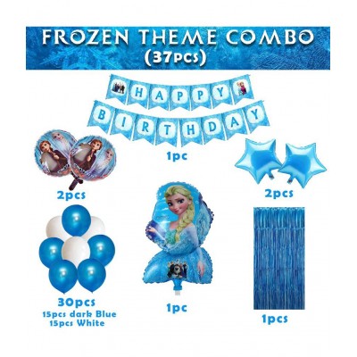 Party Propz Frozen Theme Birthday Decoration for Girls 37Pcs - Princess Elsa Birthday Decorations - Frozen Birthday Decorations for Girls / Frozen Balloons for Birthday Decoration