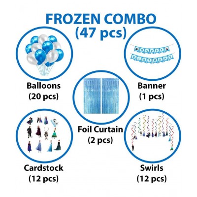 Party Propz Frozen Theme Birthday Decoration for Girls 47Pcs - Princess Elsa Birthday Party Decorations - Frozen Birthday Decorations for Girls / Frozen Balloons for Birthday Decoration