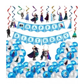 Party Propz Frozen Theme Birthday Decoration for Girls 75Pcs - Princess Elsa Birthday Party Decorations - Frozen Birthday Decorations for Girls / Frozen Balloons for Birthday Decoration