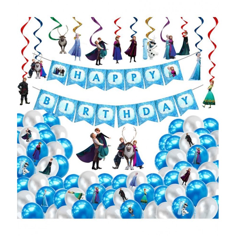 Party Propz Frozen Theme Birthday Decoration for Girls 75Pcs - Princess Elsa Birthday Party Decorations - Frozen Birthday Decorations for Girls / Frozen Balloons for Birthday Decoration