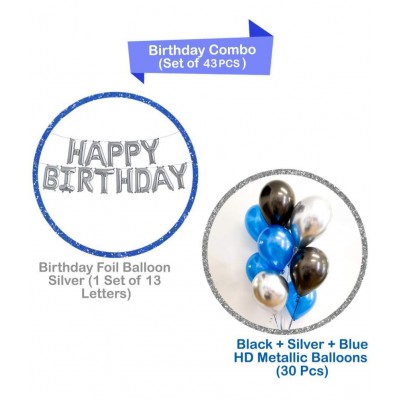 Party Propz Happy Birthday Balloons Decoration Kit 31 Pcs Set for Husband Boys Kids Balloons Decorations Items Combo with Helium Letters Foil Balloon Banner, Latex Metallic Balloons